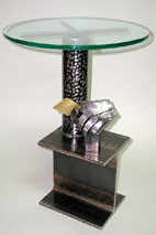Gold Card by metal sculptor craig brown, original welded metal sculpture and furniture