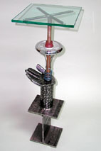 Up Lifting furniture by metal sculptor craig brown, original welded metal sculpture and furniture