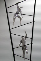 Encouragement sculpture by metal sculptor craig brown, original welded metal sculpture and furniture