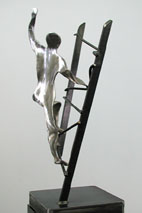 Time Traveler sculpture by metal sculptor craig brown, original welded metal sculpture and furniture