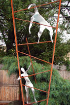 Behind Every Great Man sculpture by metal sculptor craig brown, original welded metal sculpture and furniture